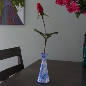 Milk glasss bud vase in bright blue original design